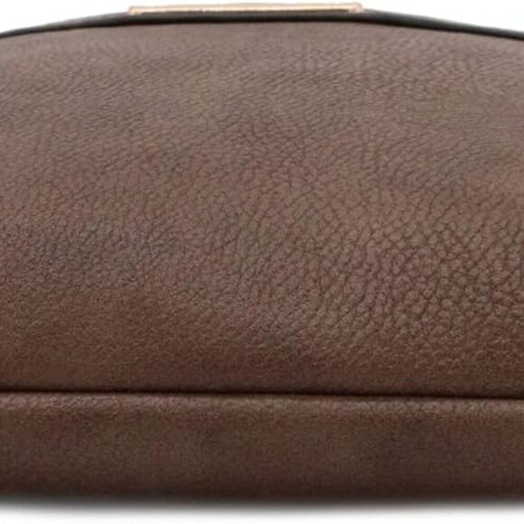 Solid Faux Leather Crossbody Bag Medium Classic Size Gold Hardware - Picture 5 of 7